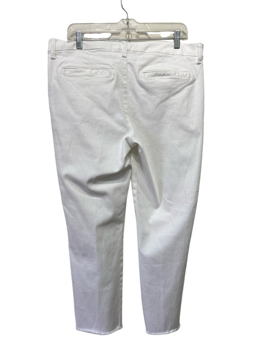 Frank & Eileen Size 12 White Cotton Blend Loops hook & zip Raw Hem Pants White / 12