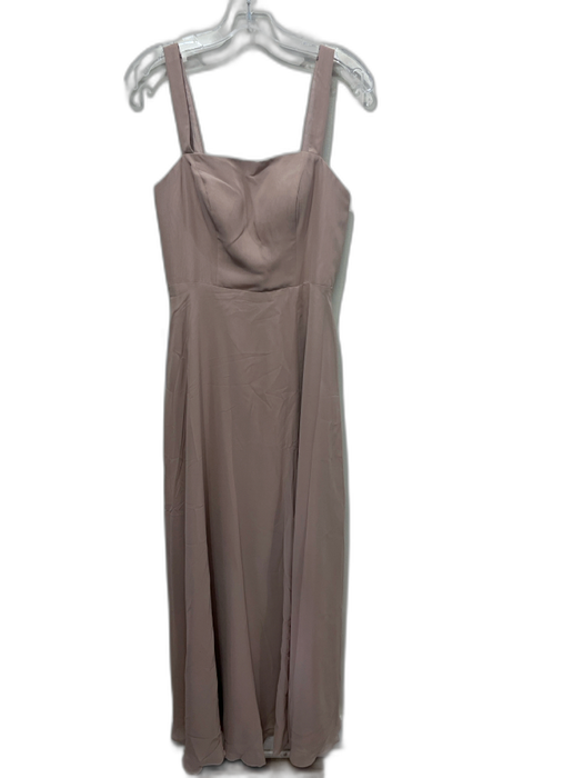 Azazie Size 6 Beige Polyester Sleeveless Back Zip Front Slit floor length Gown Beige / 6