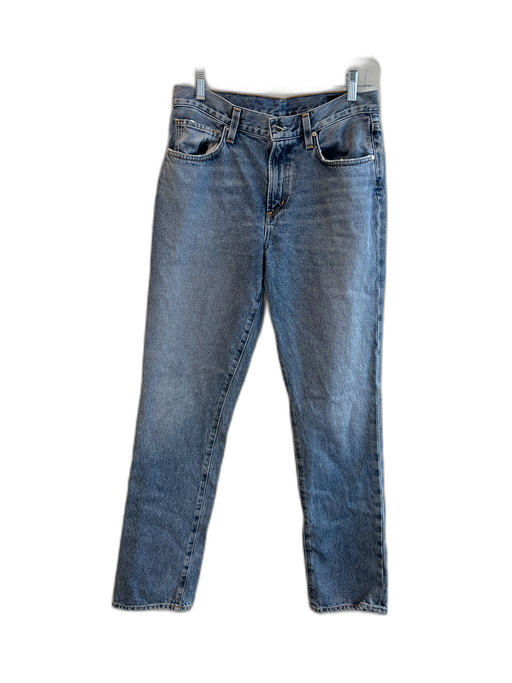 GOLDSIGN Medium light wash Cotton High Rise 5 Pocket Straight Leg Jeans Medium light wash