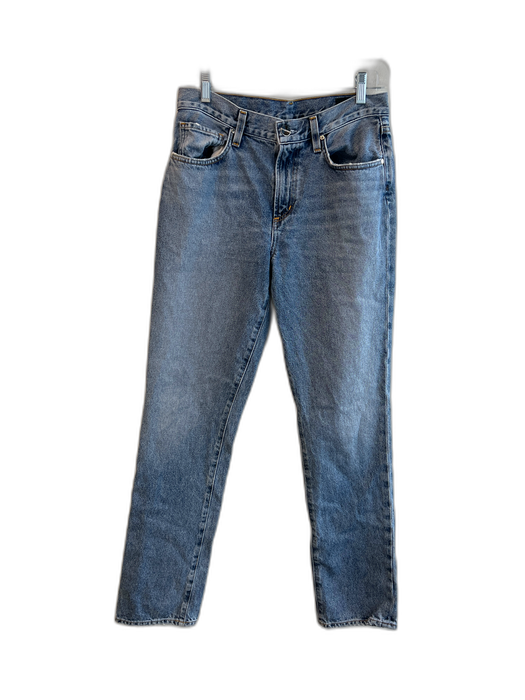 GOLDSIGN Medium light wash Cotton High Rise 5 Pocket Straight Leg Jeans Medium light wash