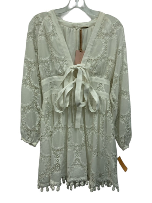 Alexis Size M White Polyester Back Zip Lace Tie Detail Dress White / M