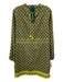 Adelyn Rae Size L Green & Blue Cotton Split V Neck Tassle Ties Dress Green & Blue / L