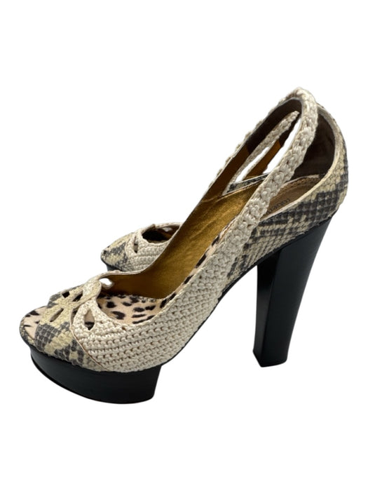 Roberto Cavalli Shoe Size 37 White Leather Slingbacks Platform Sandals White / 37
