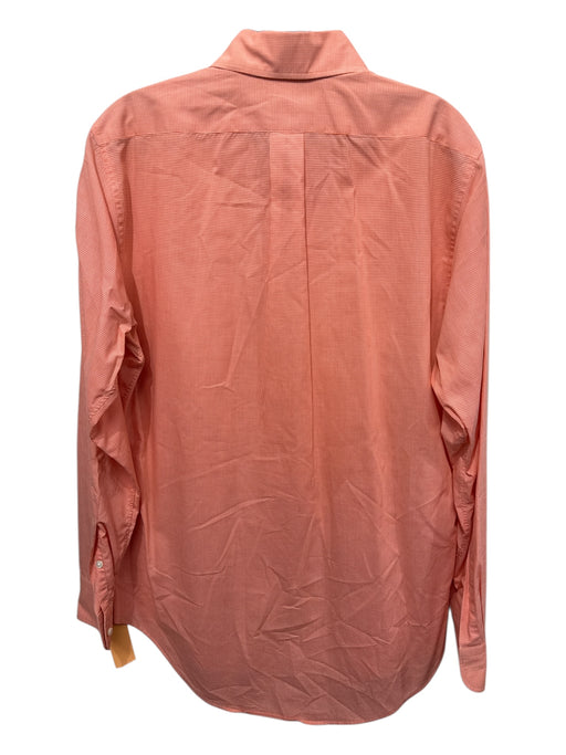 Sid Mashburn Size 15 Orange & White Cotton Gingham Button Up Long Sleeve Shirt Orange & White / 15