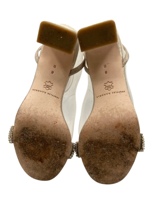 Loeffler Randall Shoe Size 8 Silver Leather Jeweled Ankle Strap Open Toe Pumps Silver / 8