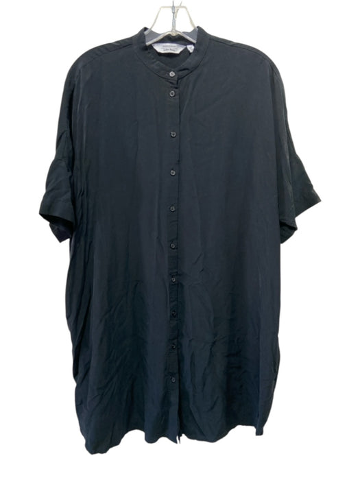 & Other Stories Size 2 Black Modal & Viscose Short Sleeve Button Up Boxy Dress Black / 2