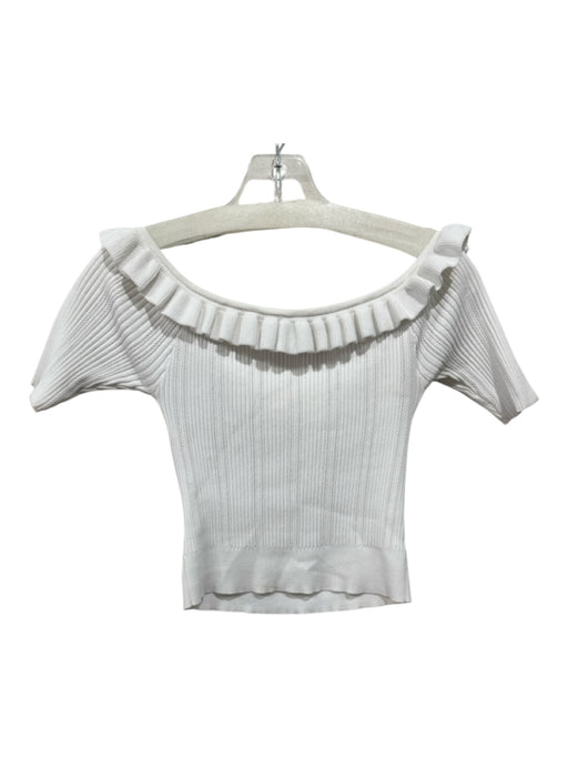 Wilfred Size M White Viscose & Nylon Blend Knit Ruffle Detail Top White / M