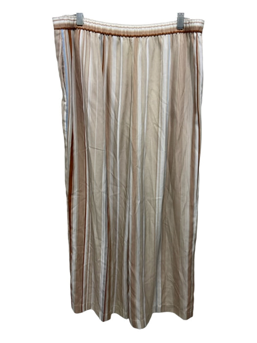 Theory Size 12 Brown & White Triacetate Vertical Stripes Drawstring Pants Brown & White / 12