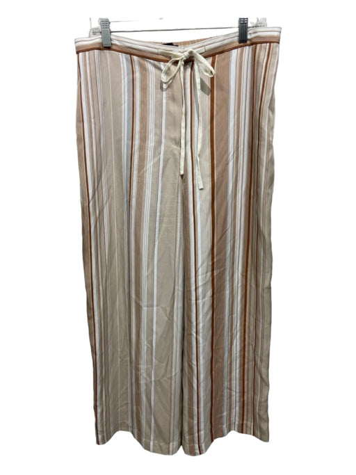 Theory Size 12 Brown & White Triacetate Vertical Stripes Drawstring Pants Brown & White / 12