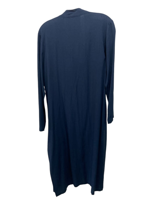 Xenia Boutique Size M/38 Navy Blue Viscose Blend Button Down Long Sleeve Dress Navy Blue / M/38