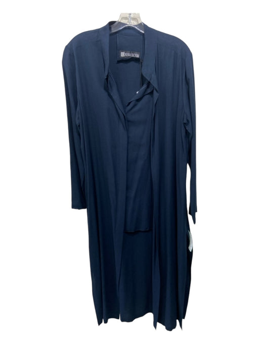 Xenia Boutique Size M/38 Navy Blue Viscose Blend Button Down Long Sleeve Dress Navy Blue / M/38