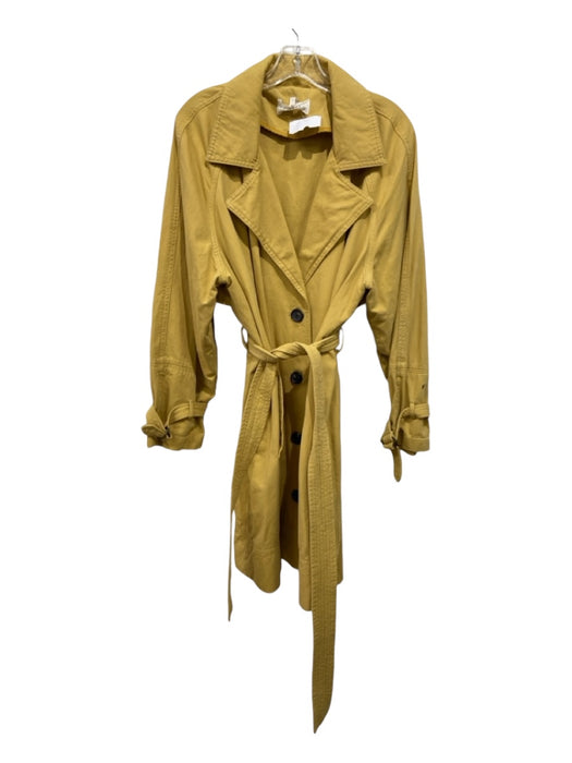 The Great Size 3/L Mustard Yellow Cotton Button Sash Trench Coat Mustard Yellow / 3/L