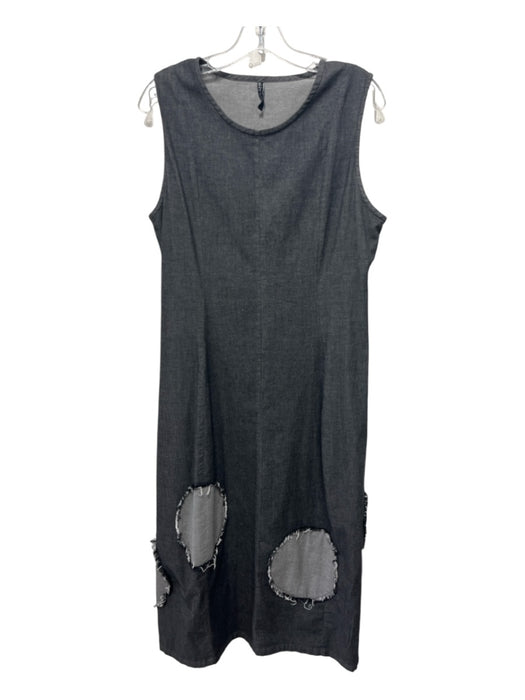 Avivit Yizhar Size L Gray Cotton Round Neck Polka Dot Sleeveless Patchwork Dress Gray / L