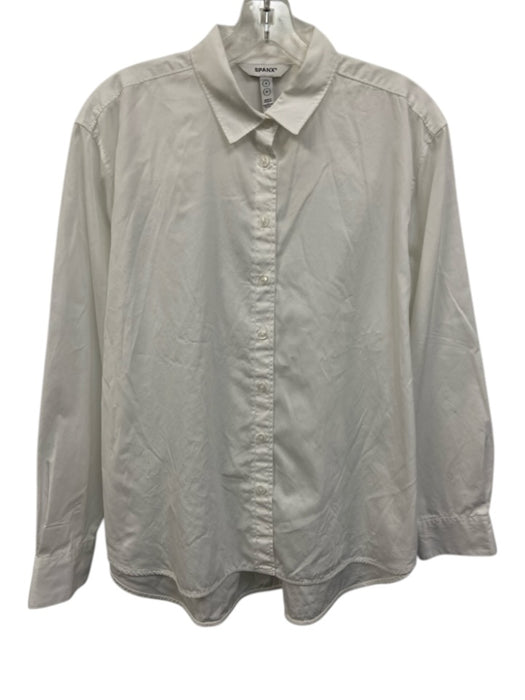 Spanx Size S White Cotton Button Up Long Sleeve Top White / S