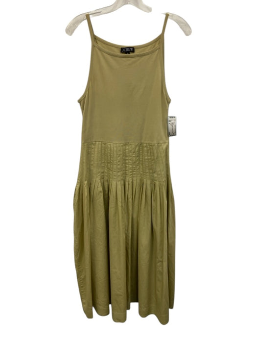 J. Crew Size M Khaki Cotton Sleeveless Pleated Dress Khaki / M