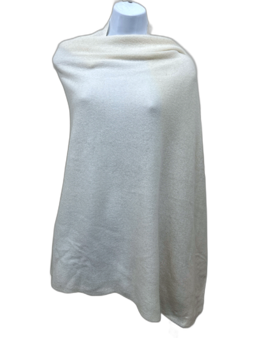 Bloomingdale's Cream 2 PLY cashmere Knit Wrap Large scarf Cream / One Size