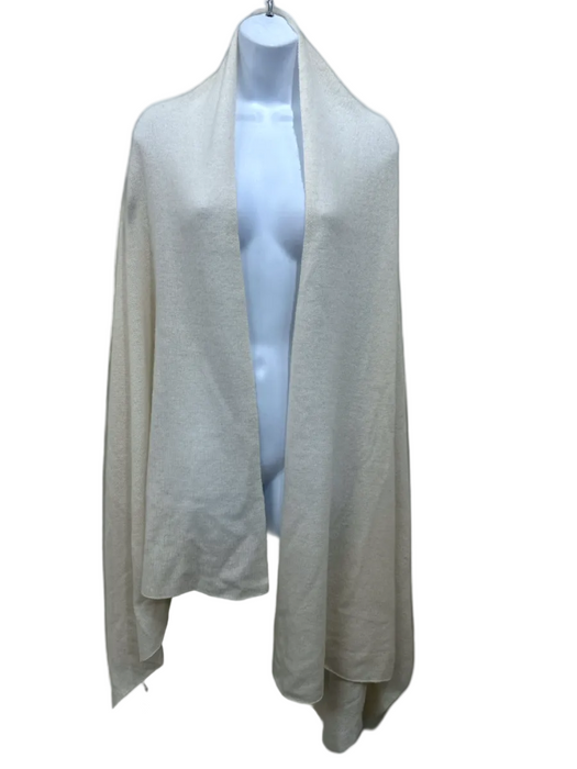 Bloomingdale's Cream 2 PLY cashmere Knit Wrap Large scarf Cream / One Size