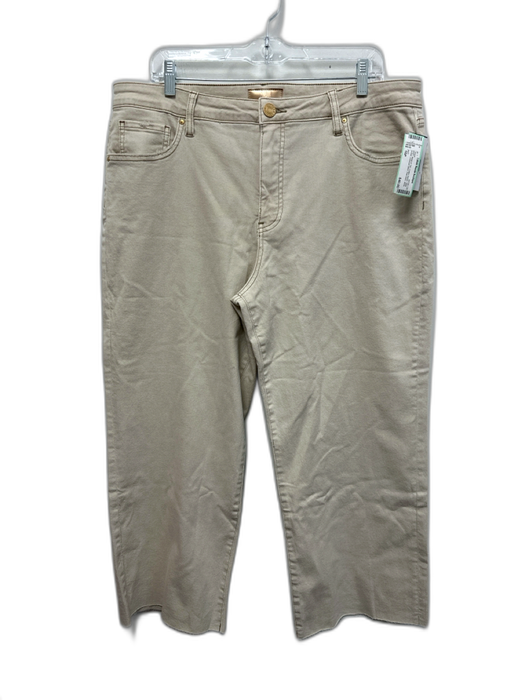 KUT Size 16P Beige & Tan Cotton Denim Gold button Contrast Stitch Raw Hem Jeans Beige & Tan / 16P