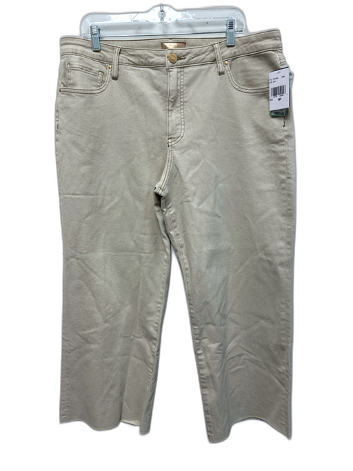 KUT Size 16P Beige & Tan Cotton Denim Gold button Contrast Stitch Raw Hem Jeans Beige & Tan / 16P