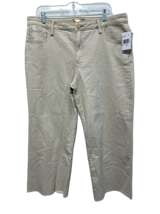 KUT Size 16P Beige & Tan Cotton Denim Gold button Contrast Stitch Raw Hem Jeans Beige & Tan / 16P