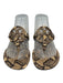 Tory Burch Shoe Size 8 Beige & Brown Embossed Leather Snake Print Flat Sandals Beige & Brown / 8