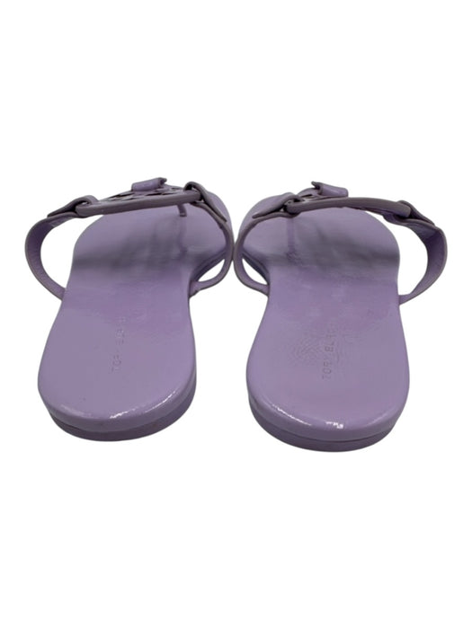 Tory Burch Shoe Size 8 Lavender Purple Patent Leather Logo Detail Flat Sandals Lavender Purple / 8