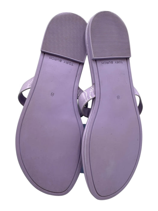 Tory Burch Shoe Size 8 Lavender Purple Patent Leather Logo Detail Flat Sandals Lavender Purple / 8