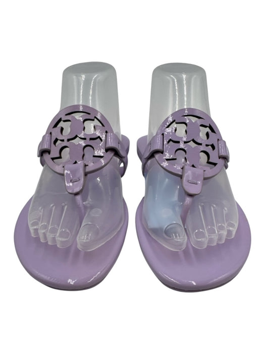 Tory Burch Shoe Size 8 Lavender Purple Patent Leather Logo Detail Flat Sandals Lavender Purple / 8