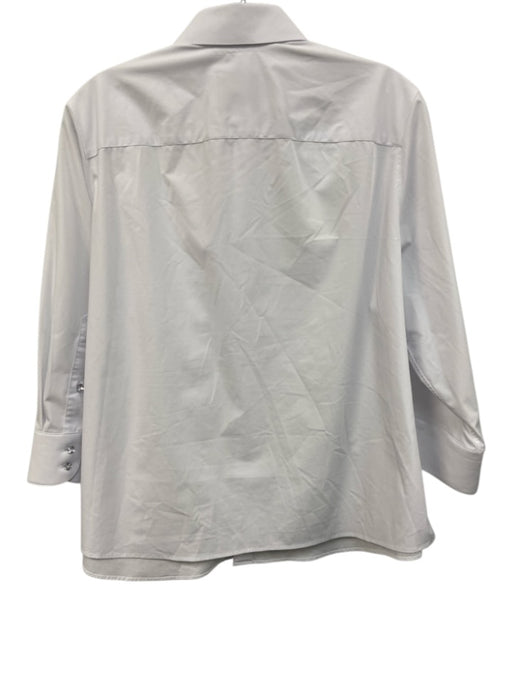 Beg & Borrow Size XL White Cellulose Blend 3/4 Sleeve Button Up Oxford Shirt Top White / XL
