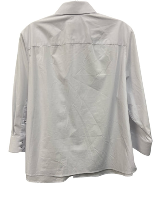 Beg & Borrow Size XL White Cellulose Blend 3/4 Sleeve Button Up Oxford Shirt Top White / XL