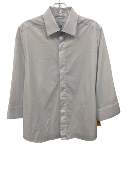 Beg & Borrow Size XL White Cellulose Blend 3/4 Sleeve Button Up Oxford Shirt Top White / XL