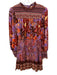 Farm Rio Size L burgundy red & purple Viscose Floral Long Balloon Sleeve Dress burgundy red & purple / L