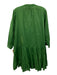 Lake Size XL Green Cotton Long Balloon Sleeve Pintuck Pleats Button Front Dress Green / XL