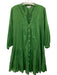Lake Size XL Green Cotton Long Balloon Sleeve Pintuck Pleats Button Front Dress Green / XL