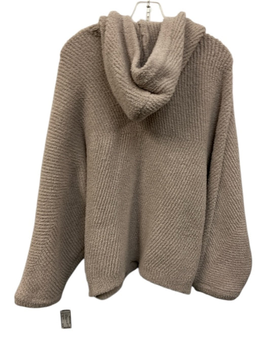 Barefoot Dreams Size L/XL Beige Polyester Knit Shawl Collar Hooded Cardigan Beige / L/XL