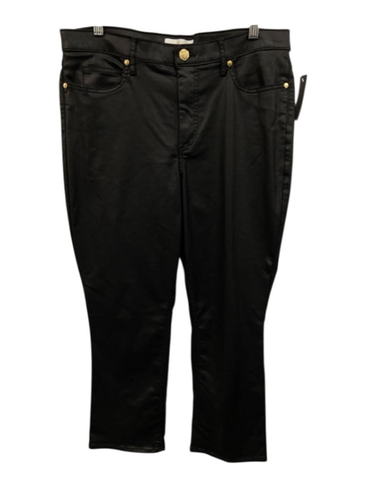 Lilly Pulitzer Size 16 Black Rayon Blend Coated Mid Rise Zip Straight Leg Pants Black / 16