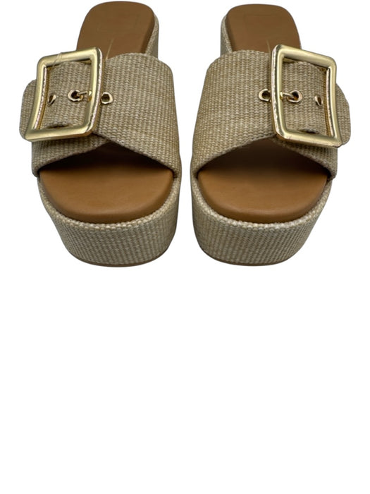 Dolce Vita Shoe Size 8.5 Beige & Brown Synthetic Woven Gold Tone Buckle Sandals Beige & Brown / 8.5