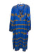 Oliphant Size 2XL blue & marigold yellow Cotton Embroidered Geometric Maxi Dress blue & marigold yellow / 2XL