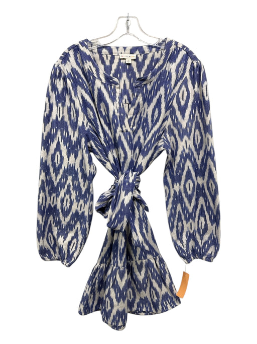 Roller Rabbit Size XL Black & White Cotton Long puff sleeve Abstract Print Dress Black & White / XL