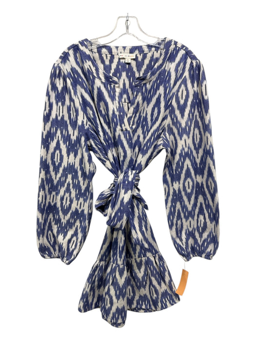 Roller Rabbit Size XL Black & White Cotton Long puff sleeve Abstract Print Dress Black & White / XL