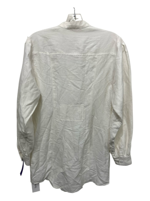 R.G. Kane Size S White Viscose Blend Long Sleeve Button Up Front Pockets Dress White / S