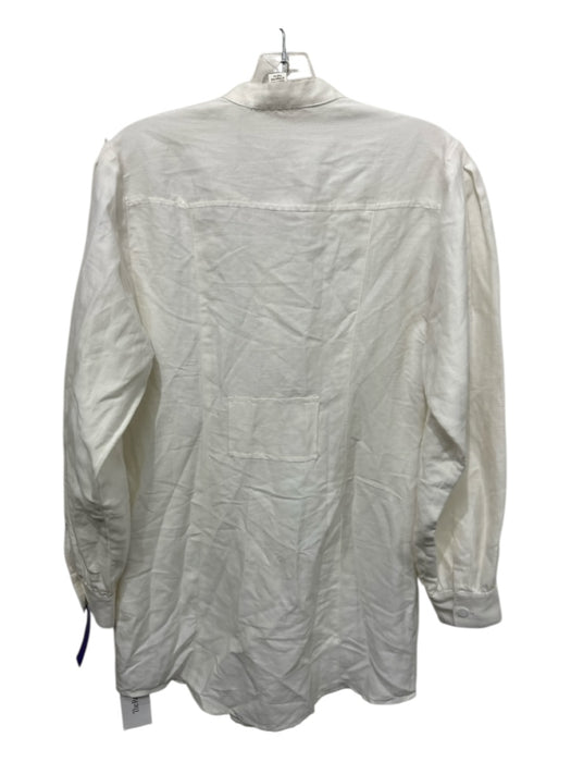 R.G. Kane Size S White Viscose Blend Long Sleeve Button Up Front Pockets Dress White / S