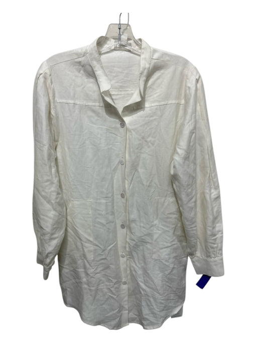 R.G. Kane Size S White Viscose Blend Long Sleeve Button Up Front Pockets Dress White / S