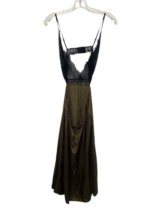 By Anthropologie Size 10 Olive Green Viscose Spaghetti Strap Lace Trim Dress Olive Green / 10