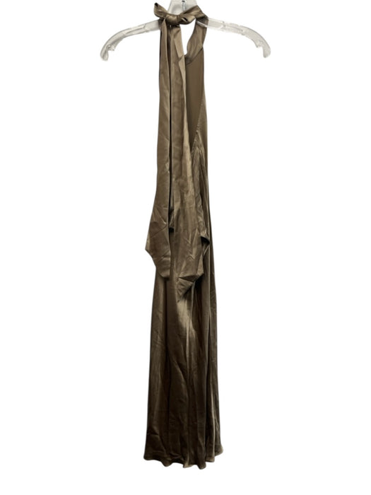 Silk Maison Size XS Beige Mulberry Silk Sleeveless Satin Tie Neck Maxi Dress Beige / XS