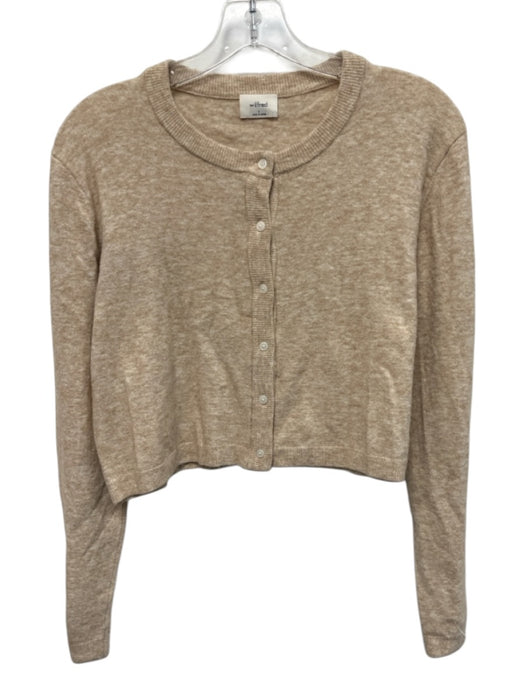 Wilfred Size Small Beige Nylon Blend Long Sleeve Heathered Button Front Sweater Beige / Small