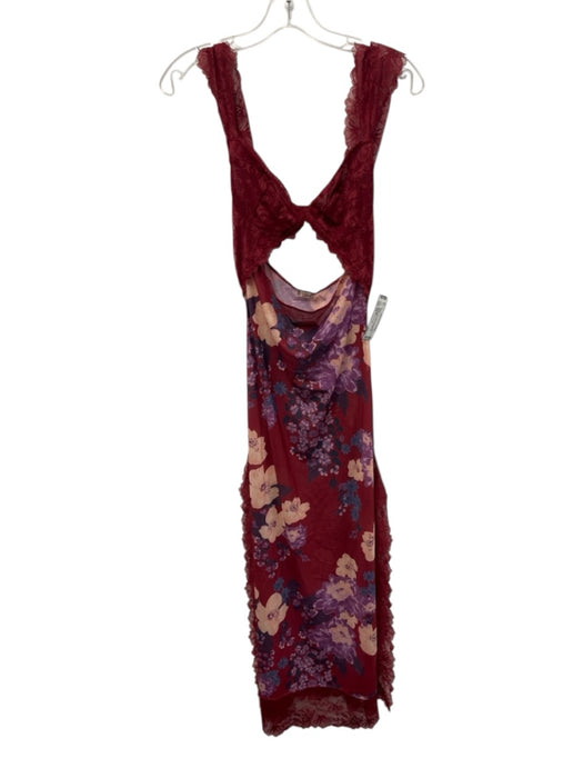 Intimately Free People Size XS Red, Purple, Blue Nylon Sleeveless Floral Dress Red, Purple, Blue / XS