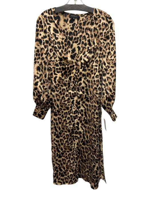 Majorelle Size XXS Black, Brown, Cream Polyester Long Sleeve Leopard Dress Black, Brown, Cream / XXS