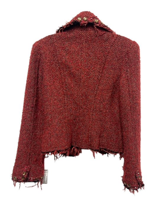 Till the end Size Small Red & Black Wool Blend Long Sleeve Tweed Jacket Red & Black / Small