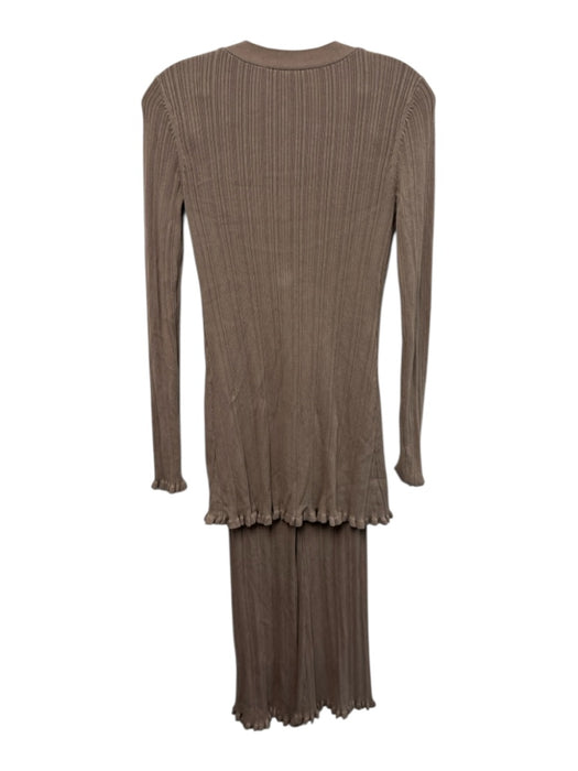 Tularosa Size XS/S Taupe Rayon Blend Long Sleeve Ribbed Button Front Pant Set Taupe / XS/S